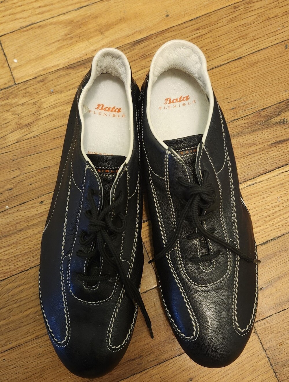 Bata Flexible Black Comfort Woman's Shoes  Size 38EU Made In Italy Black Leather